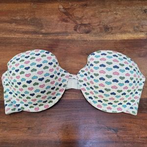 Xhilaration 34C Hearts Bra Pushup Strapless White